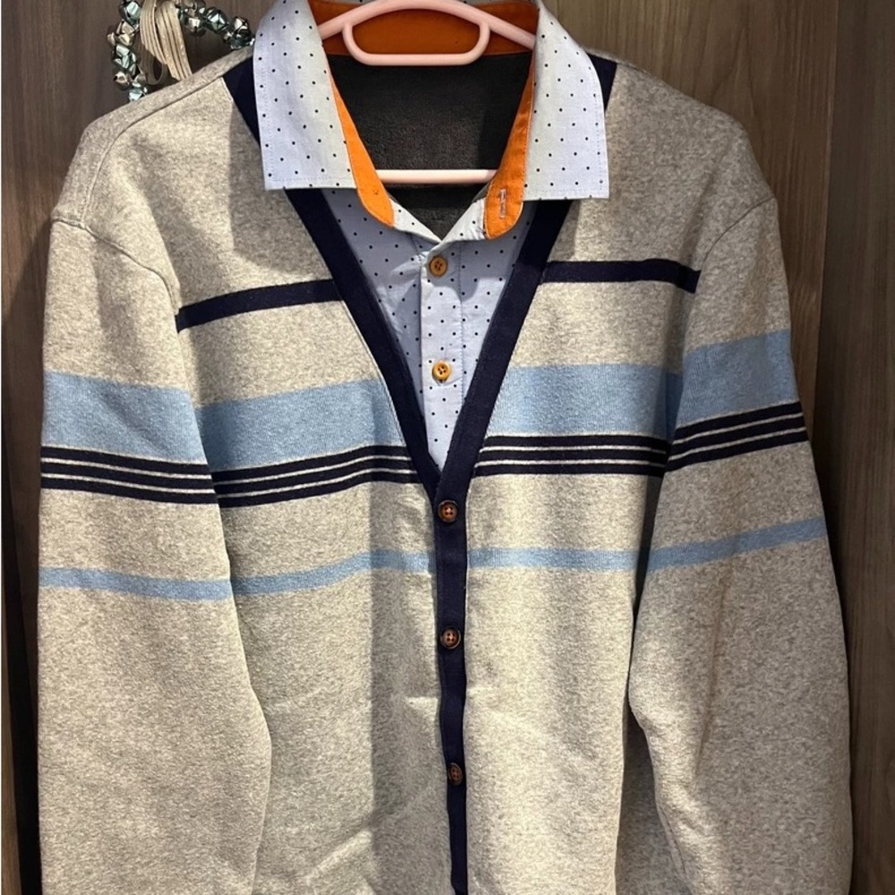 Gray and Blue Men's Sweater